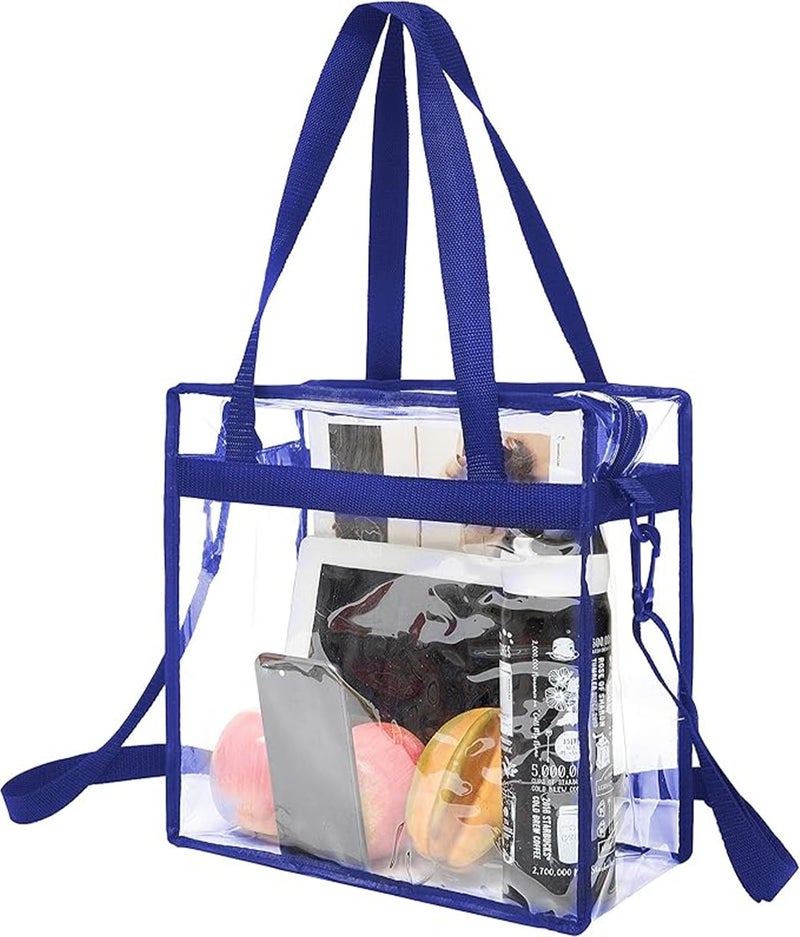 BAGAIL Clear Bags 12x6x12 Stadium Approved Clear Tote Bag with Zipper Closure Crossbody Shoulder Bag with Adjustable Strap(RoyalBlue) - Image 1